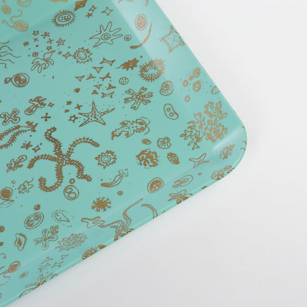 Sea Things Serving Trays Manufactured by Waverly - Turqoise & Gold - Square