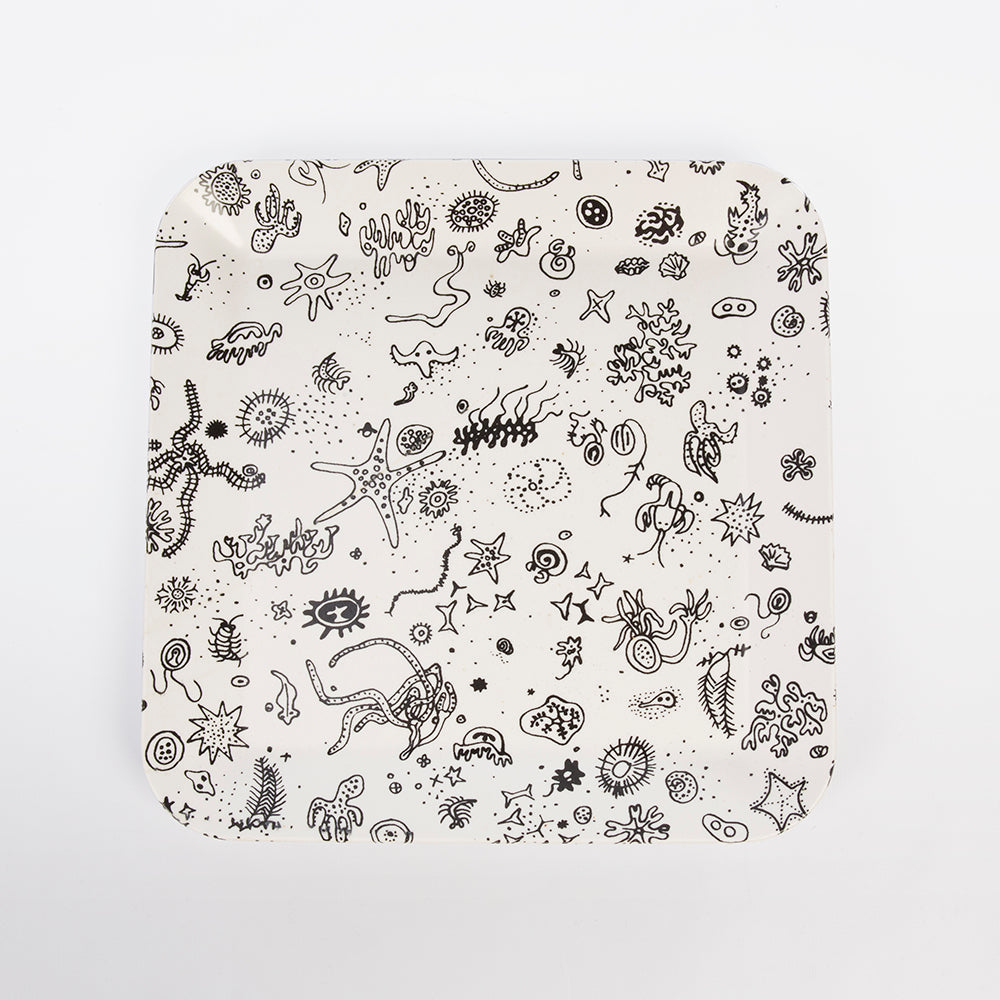 Sea Things Serving Trays Manufactured by Waverly - White & Black - Square