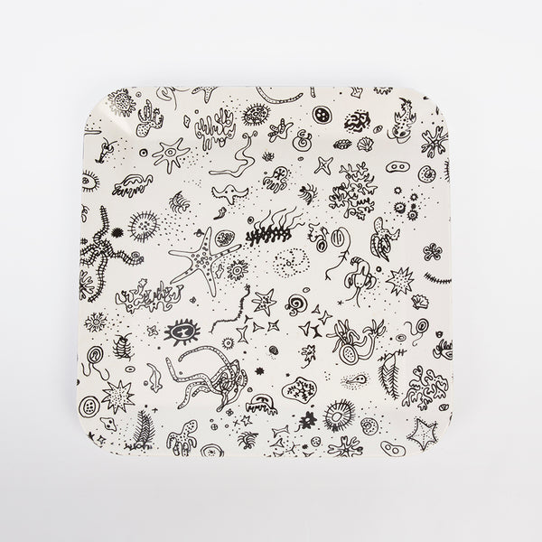 Sea Things Serving Trays Manufactured by Waverly - White & Black - Square