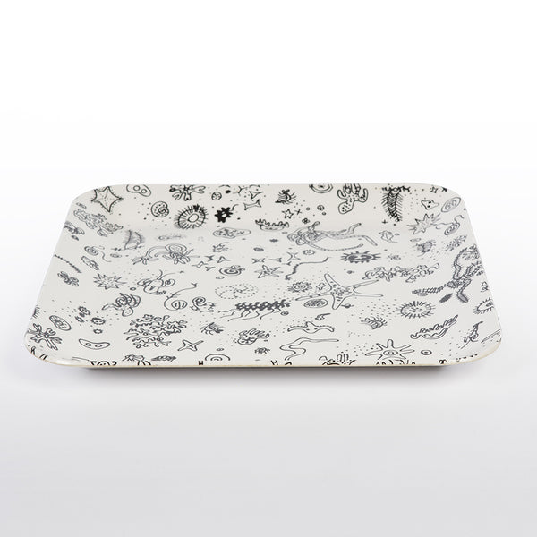 Sea Things Serving Trays Manufactured by Waverly - White & Black - Square