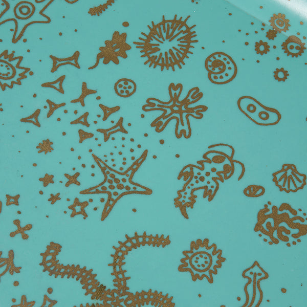 Sea Things Serving Trays Manufactured by Waverly - Turquoise & Gold- Rectangle