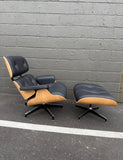 Eames Lounge Chair and Ottoman for Herman Miller - Black Vegan Leather & Oak