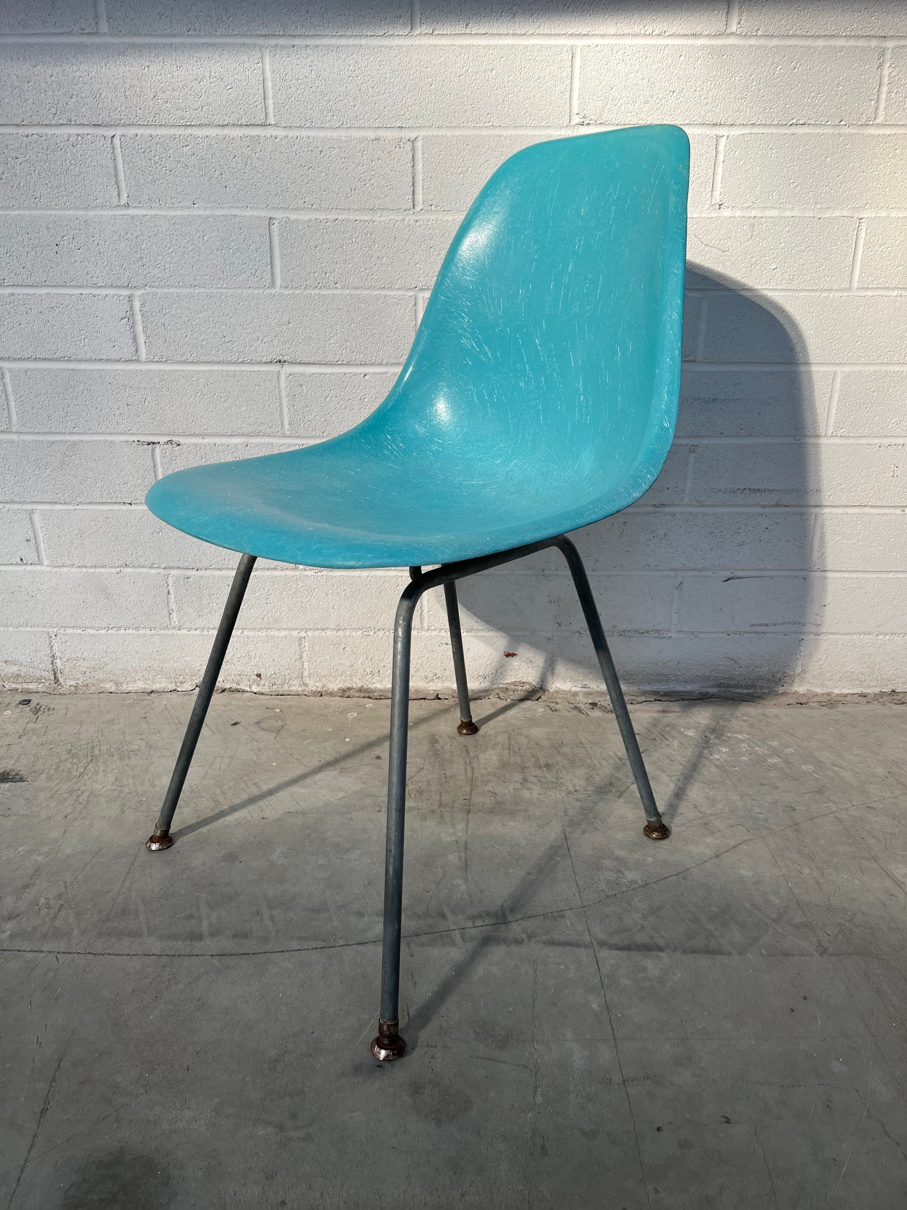 Eames DSX Fiberglass Shell Chairs for Herman Miller - Vintage Turquoise